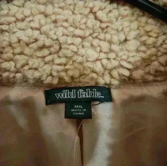 NWOT Wild Fable oversized sherpa jacket light pink brown zipper size M/L - Picture 3 of 5